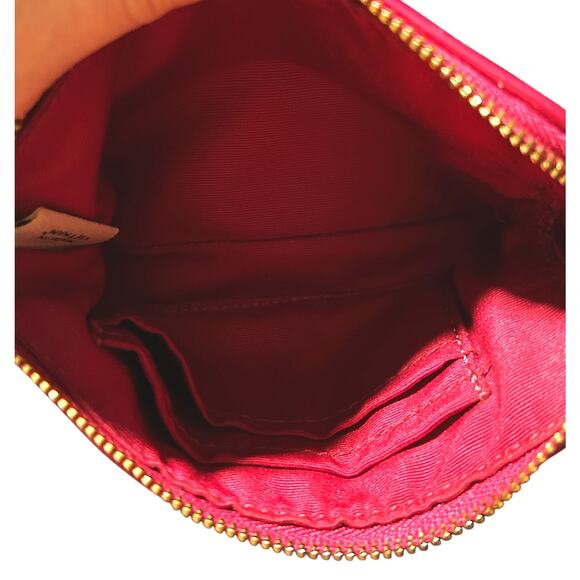 Coach Corner Zip Wristlet Signature Canvas w/ Pink Leather & Lining F64643 - Picture 5 of 6